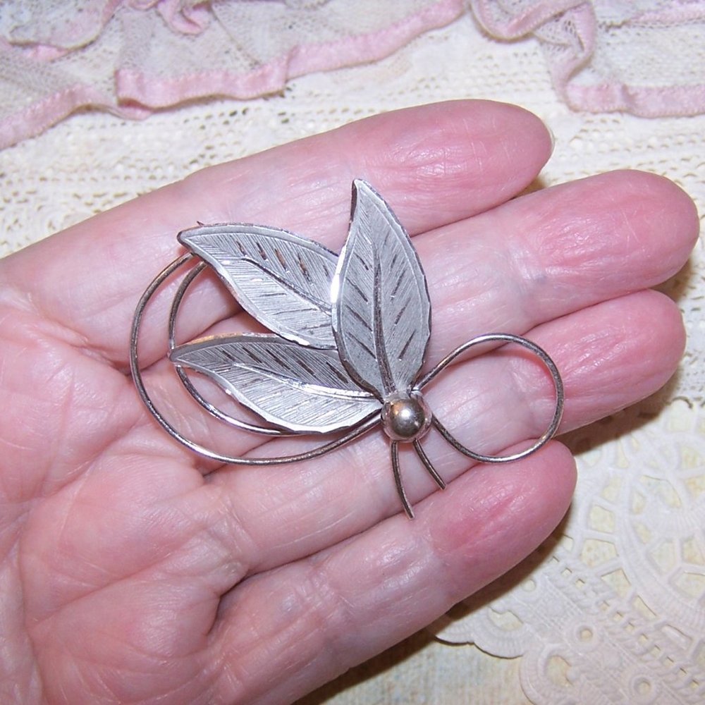 Curtis Creations Sterling Silver Pin Brooch - Spray of Leaves